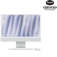 Boîte ouverte - iMac de 24 po d'Apple (automne 2024) - Argenté (puce M4 d'Apple/processeur graphique coeurs/RAM 16 Go/SSD 256 Go