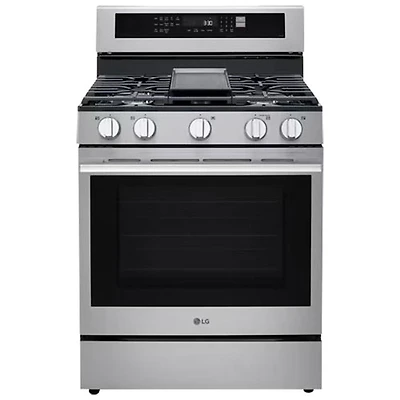 Cuisinière à gaz autonome avec friture à air chaud et ventilateur à convection 5 brûleurs 6,3 pi³ 30 po de LG (LRGN6323Y) - Acier inoxydable