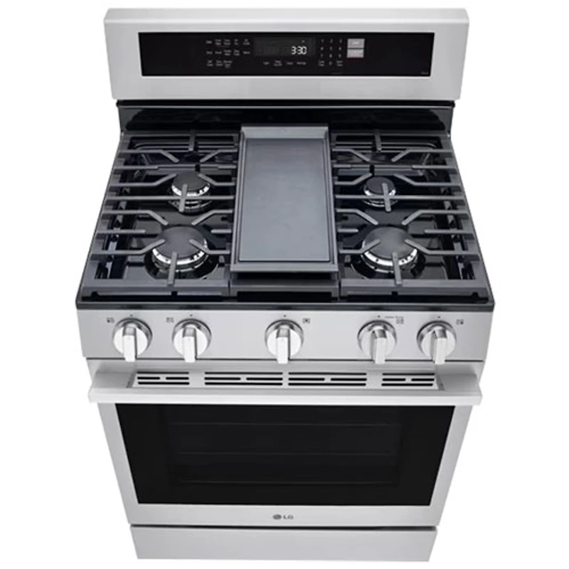 LG 30" 6.3 Cu. Ft. Fan Convection 5-Burner Freestanding Gas Air Fry Range (LRGN6323Y) - Stainless Steel