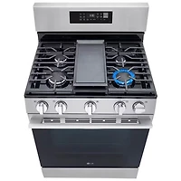 LG 30" 6.3 Cu. Ft. Fan Convection 5-Burner Freestanding Gas Air Fry Range (LRGN6323Y) - Stainless Steel