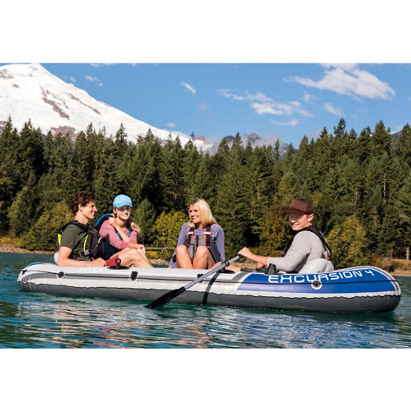 Bateau gonflable de 10 pi pour 4 personnes avec rames Excursion d'Intex - Bleu