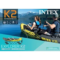 Kayak gonflable de 10 pi pour 2 personnes Explorer K2 d'Intex - Jaune