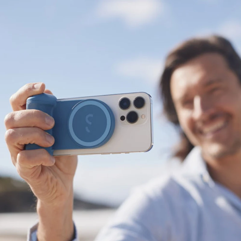 Poignée de chargement magnétique pour téléphone intelligent SnapGrip de ShiftCam - Geai bleu