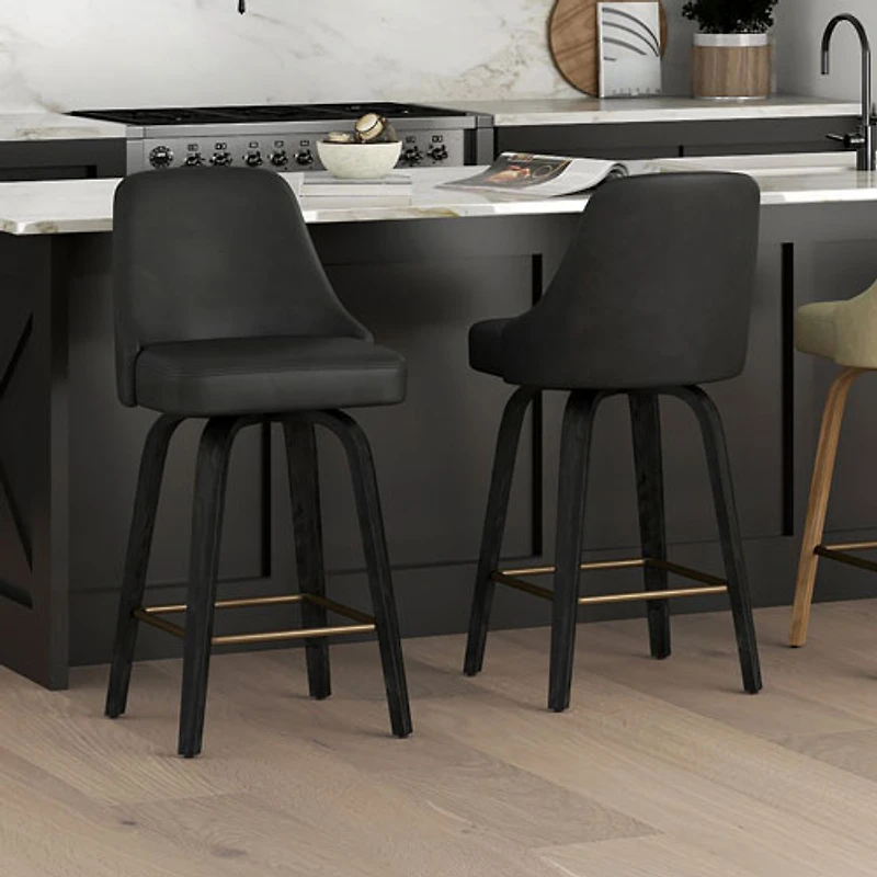 !NSpire Oakley Contemporary Counter Height Swivel Barstool - Set of 2 - Charcoal