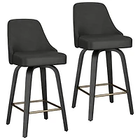 !NSpire Oakley Contemporary Counter Height Swivel Barstool - Set of 2 - Charcoal