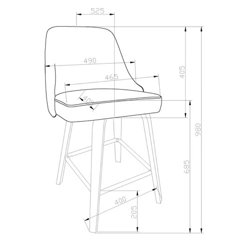 Tabouret de bar contemporain pivotant à hauteur de comptoir Oakley de !NSpire - Ensemble de 2 - Anthracite