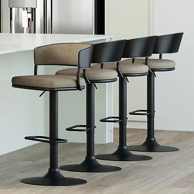 Tabouret de bar contemporain à hauteur réglable et vérin pneumatique Kazan de !NSpire - Ensemble de 2 - Beige foncé