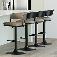 !NSpire Kazan Contemporary Adjustable Height Air-Lift Barstool - Set of 2 - Dark Beige