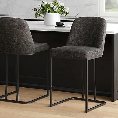 Tabouret de bar contemporain à hauteur de comptoir Dario de !NSpire - Ensemble de 2 - Anthracite