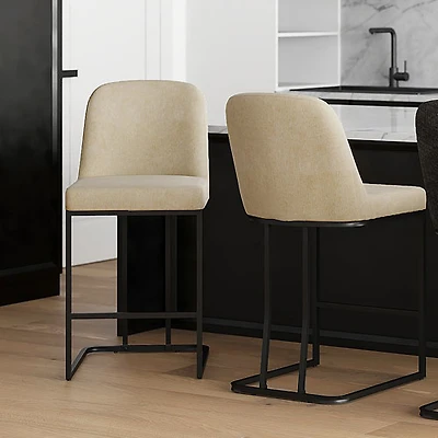 !NSpire Dario Contemporary Counter Height Barstool - Set of 2 - Beige