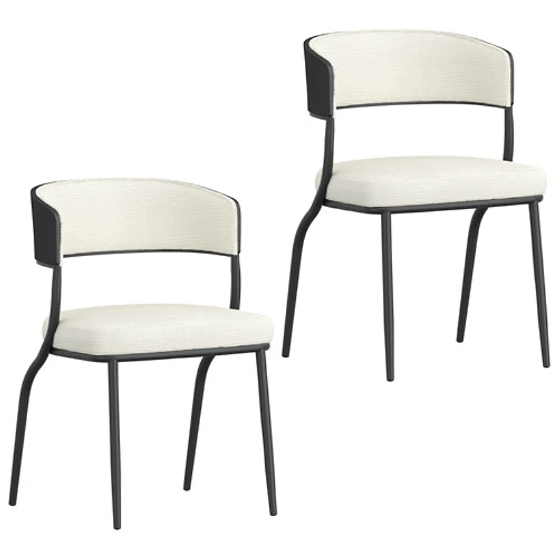 Chaise de salle à manger contemporaine en tissu Kazan de !Nspire - Ensemble de 2 - Ivoire