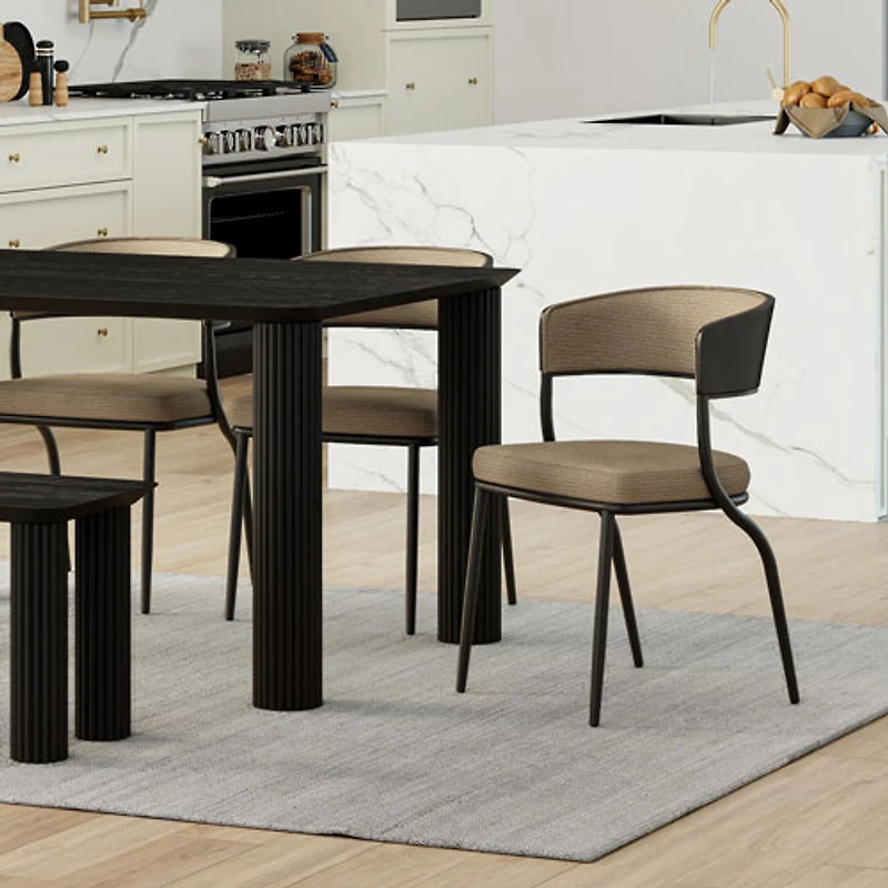 Chaise de salle à manger contemporaine en tissu Kazan de !Nspire - Ensemble de 2 - Beige foncé