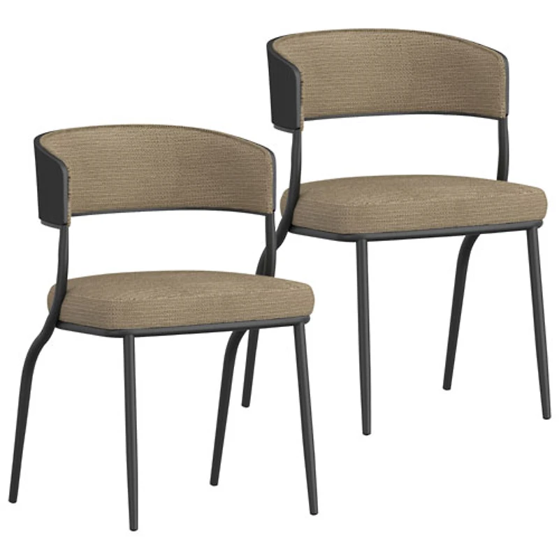 Chaise de salle à manger contemporaine en tissu Kazan de !Nspire - Ensemble de 2 - Beige foncé