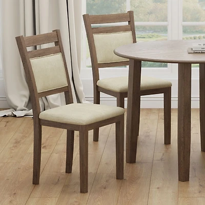Chaise de salle à manger contemporaine en tissu Conrad de WHI - Ensemble de 2 - Noyer