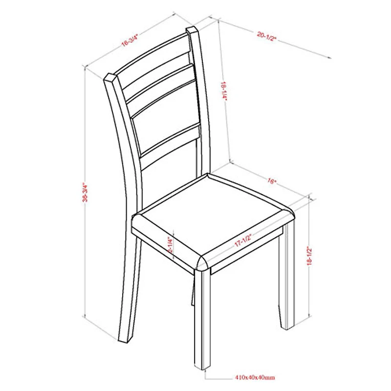 Chaise de salle à manger contemporaine en tissu Conrad de WHI - Ensemble de 2 - Noyer