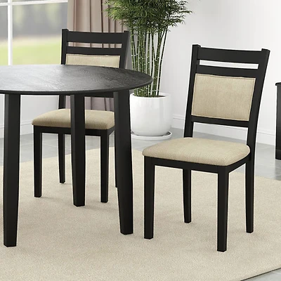 Chaise de salle à manger contemporaine en tissu Conrad de WHI - Ensemble de 2 - Noir