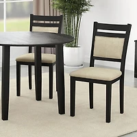 Chaise de salle à manger contemporaine en tissu Conrad de WHI - Ensemble de 2 - Noir