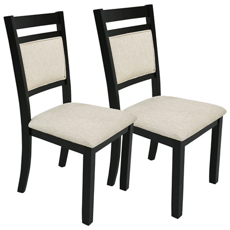 Chaise de salle à manger contemporaine en tissu Conrad de WHI - Ensemble de 2 - Noir