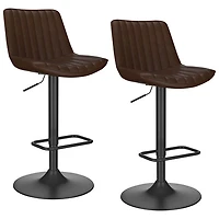 Tabouret de bar contemporain à hauteur réglable et vérin pneumatique Kosi de !NSpire - Ensemble de 2 - Brun
