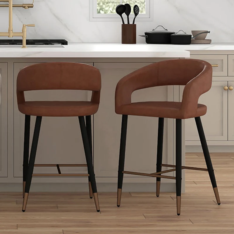 !NSpire Crimson Contemporary Counter Height Barstool - Set of 2 - Saddle