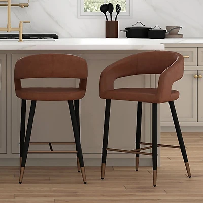 !NSpire Crimson Contemporary Counter Height Barstool - Set of 2 - Saddle