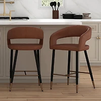 !NSpire Crimson Contemporary Counter Height Barstool - Set of 2 - Saddle