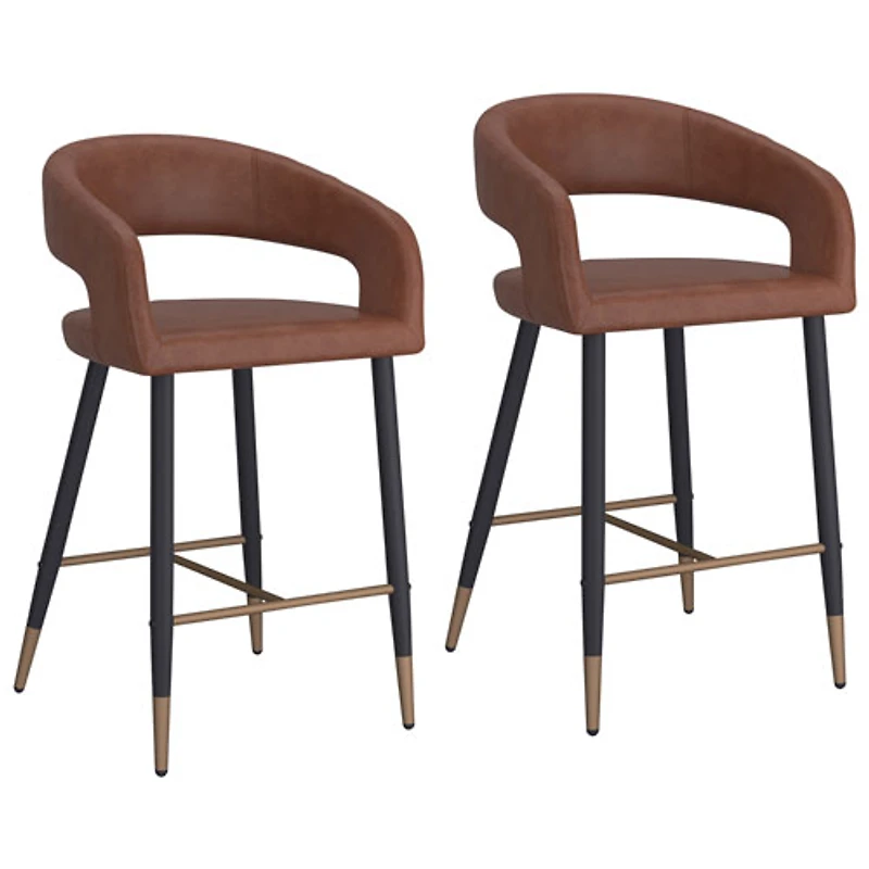 !NSpire Crimson Contemporary Counter Height Barstool - Set of 2 - Saddle