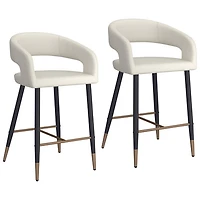 Tabouret de bar contemporain à hauteur de comptoir Crimson de !NSpire - Ensemble de 2 - Beige