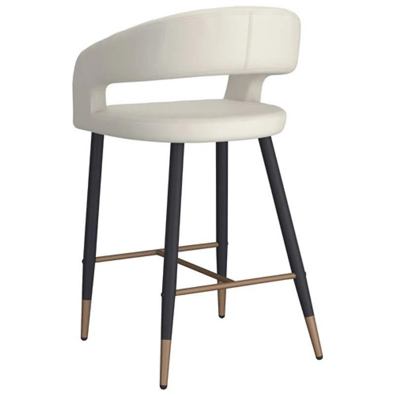 Tabouret de bar contemporain à hauteur de comptoir Crimson de !NSpire - Ensemble de 2 - Beige