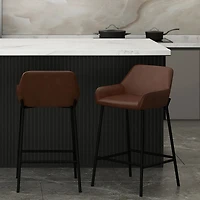 Tabouret de bar contemporain à hauteur de comptoir Baily de !Nspire - Ensemble de 2 - Brun