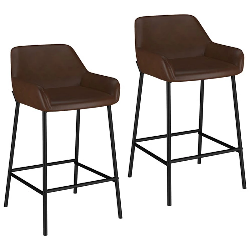 Tabouret de bar contemporain à hauteur de comptoir Baily de !Nspire - Ensemble de 2 - Brun