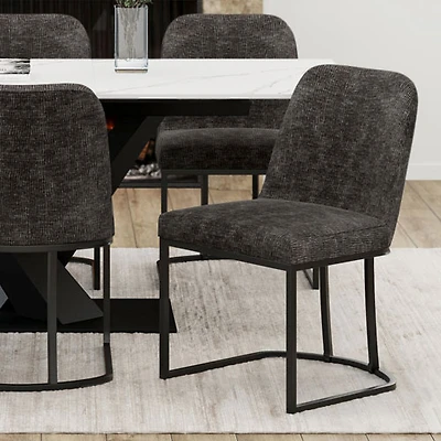 Chaise de salle à manger contemporaine en tissu Dario de !Nspire - Ensemble de 2 - Anthracite