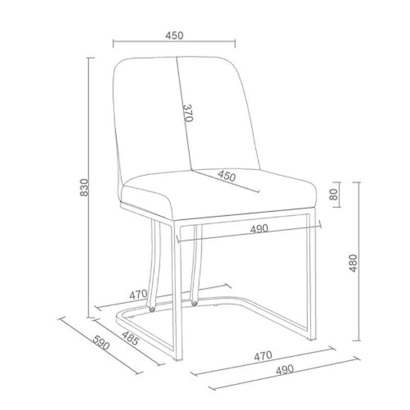 Chaise de salle à manger contemporaine en tissu Dario de !Nspire - Ensemble de 2 - Anthracite