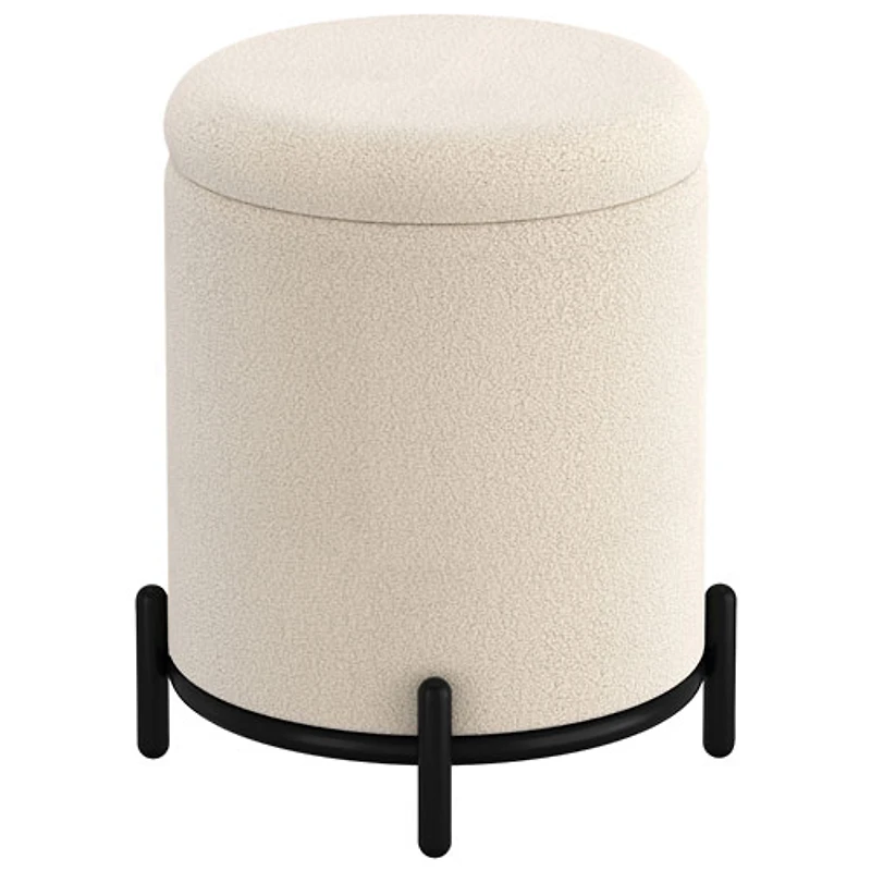 Pouf de rangement rond en tissu !Nspire - Crème