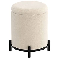 Pouf de rangement rond en tissu !Nspire - Crème