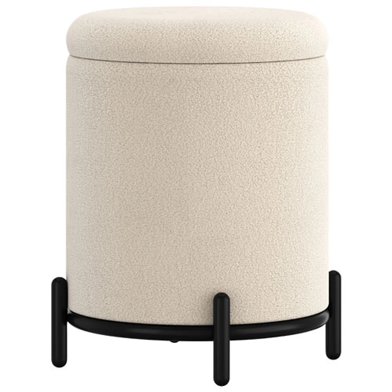 Pouf de rangement rond en tissu !Nspire - Crème