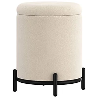 Pouf de rangement rond en tissu !Nspire - Crème