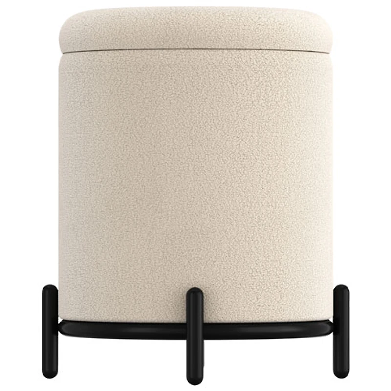 Pouf de rangement rond en tissu !Nspire - Crème