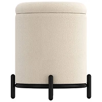 Pouf de rangement rond en tissu !Nspire - Crème