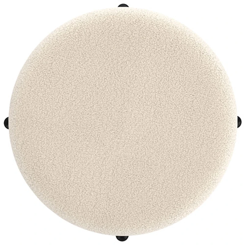 Pouf de rangement rond en tissu !Nspire - Crème