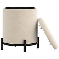 Pouf de rangement rond en tissu !Nspire - Crème