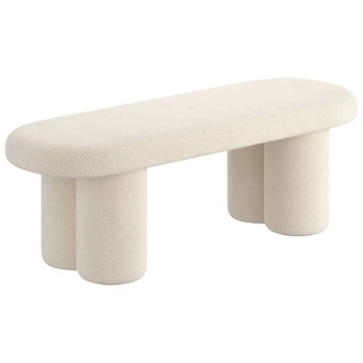 !Nspire Contemporary Boucle Polyester Oval Bench - Cream