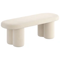 !Nspire Contemporary Boucle Polyester Oval Bench - Cream