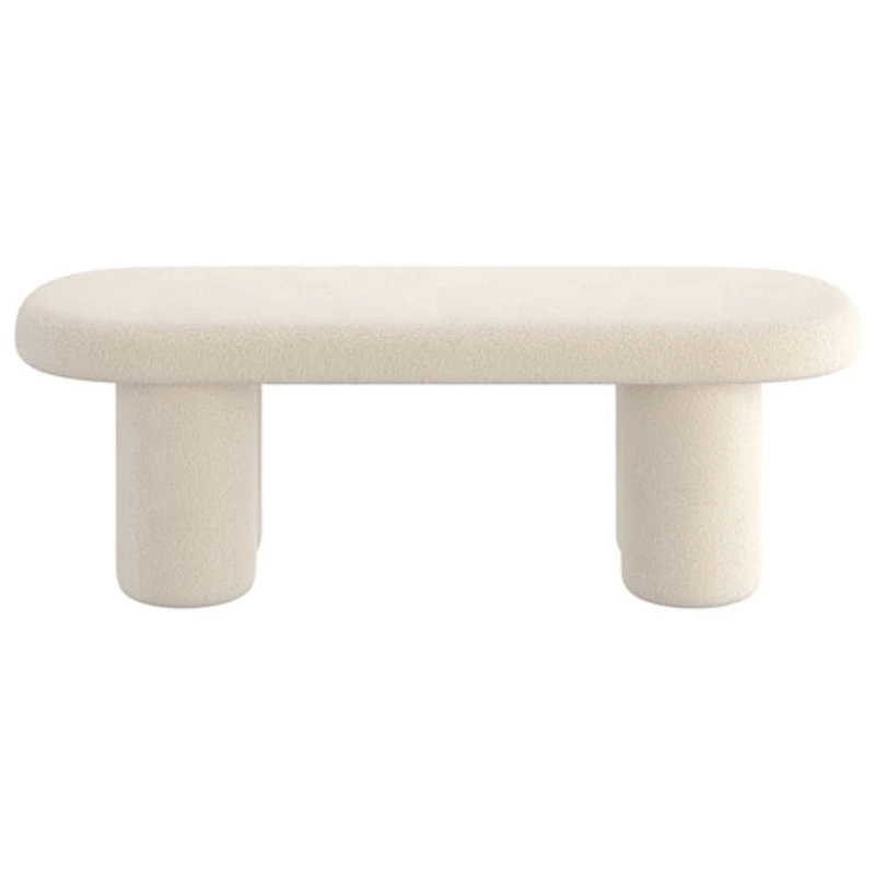 !Nspire Contemporary Boucle Polyester Oval Bench - Cream