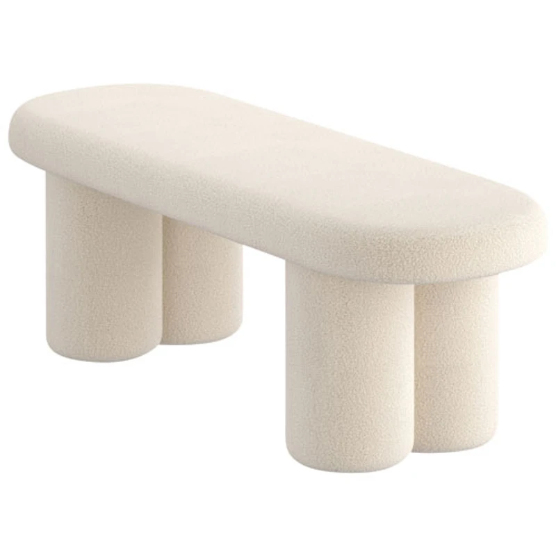 !Nspire Contemporary Boucle Polyester Oval Bench - Cream