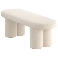 !Nspire Contemporary Boucle Polyester Oval Bench - Cream