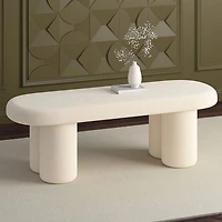 !Nspire Contemporary Boucle Polyester Oval Bench - Cream