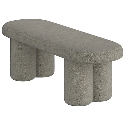 Banc ovale contemporain en polyester bouclé d'!Nspire - Gris chaud