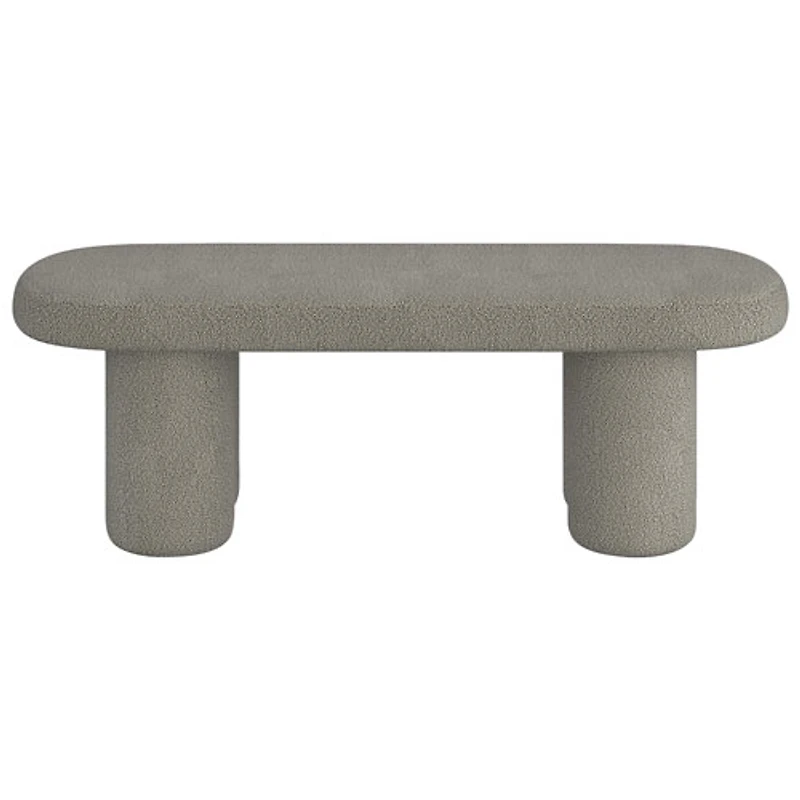 Banc ovale contemporain en polyester bouclé d'!Nspire - Gris chaud
