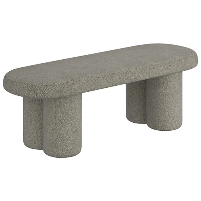Banc ovale contemporain en polyester bouclé d'!Nspire - Gris chaud